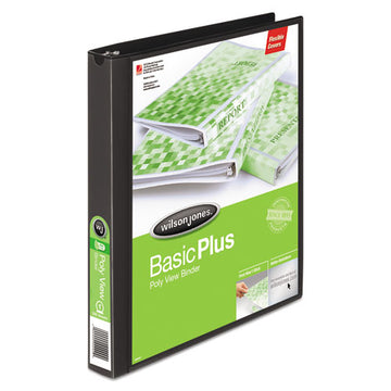 Wilson Jones® Flexible Poly Round Ring View Binder, 3 Rings, 1" Capacity, 11 X 8.5, Black freeshipping - TVN Wholesale